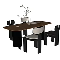 Modern Minimalist Rectangular Dining Table With Six Chairs Vase Twigs Book And Small Plate 3d model