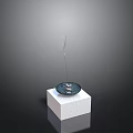 Minimalist White Cube Base With Black Circular Plate And Incense Stick Smoking
