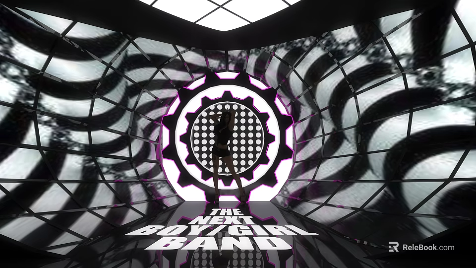 Futuristic Stage Setup For Next Boy Girl Band Show 3d model 