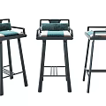 Modern Stylish Bar Stools With Metal Frames And Upholstered Seats In Various Colors