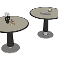 Modern Round Dining Table Set With White Tabletop Black Legs And Silver Base 3d model
