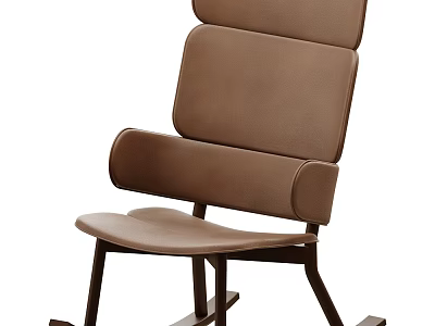 Brown Fabric Lazy Sofa With Comfortable Backrest And Rocking Chair Design 3d model