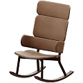 Brown Fabric Lazy Sofa With Comfortable Backrest And Rocking Chair Design