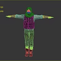 A Man In Hoodie With Mask Tactical Vest Brown Pants Black Boots Arms Outstretched