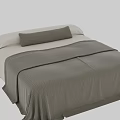 Double Bed with Gray Quilt Pillow Soft Bedding and Modern Design 3d model