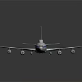 White Airplane Model With Blue Stripe Four Engines Russian Flag On Tail Dark Background Reflection