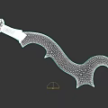 Rusty Bloodstained Curved Blade Weapon With Leather Wrapped Handle And Decorative Hilt