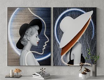 modern figure painting decorative painting 3d model