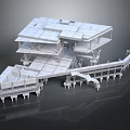 Future Architecture with Multi Level Cantilevered Design and White Terraced Platforms 3d model