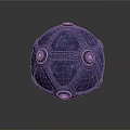 Decorative Purple Sphere With Intricate Geometric Patterns And Black Circular Accents