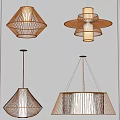 Handwoven Rattan Chandeliers With Various Geometric And Layered Designs For Home Lighting