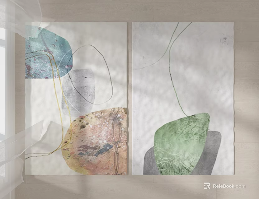 Square Area Rugs With Abstract Patterns And Vibrant Colorful Modern Design 3d model