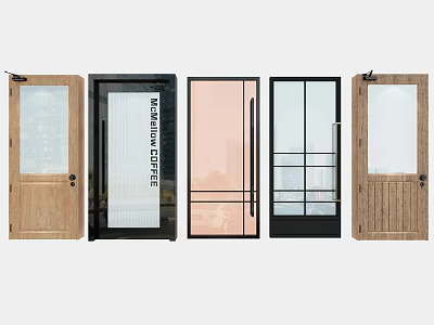 Different Styles of Hinged Doors with Glass and Wooden Frames for Home Interior 3d model