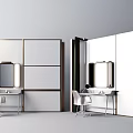 Modern Sleek Dressing Table With Mirror And White Chair In Minimalist Design