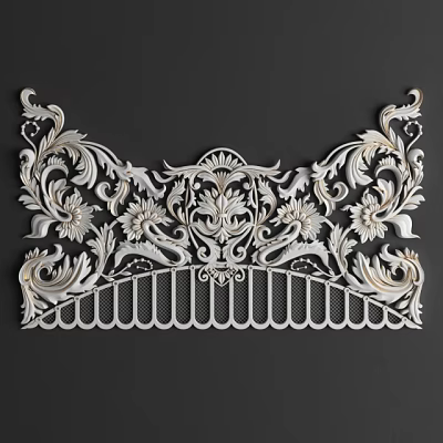 Artistic Intricate Floral Carved Design With Ornate Scrollwork And Detailed Patterns 3d model