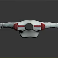 White Fitted Bodysuit 3D Model With Red Shoulder Pads And Gray Line Details