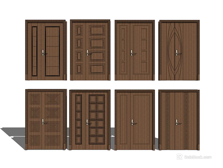 Wooden Double Door with Secondary Leaf Multiple Designs for Home Interior 3d model