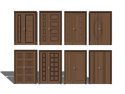 New Chinese style door letter door combination 3d model