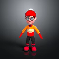 Cartoon Man In Red Hat And Glasses With Red Yellow Jacket Black Pants Red Shoes
