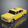 Vintage Yellow Taxi Car With Classic Design And Roof TAXI Sign