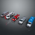 Various Types of Commercial Trucks Including Rescue Fire and Cargo Vehicles