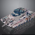 Artistic Military Vehicle With Pink White Camouflage Blue Wheels And Antennas
