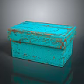 Vintage Turquoise Wooden Box Decorative Ornament Set With Distressed Texture for Home Decor