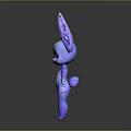 Cute Rabbit Game Movie Character With Big Purple Blue Gradient Ears And Blue Eyes