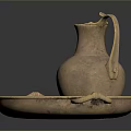 Vintage Brass Jug And Two Handled Plate For Home Decor And Daily Use
