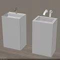 Two Modern White Pedestal Washbasins With Sleek Faucets And Minimalist Design