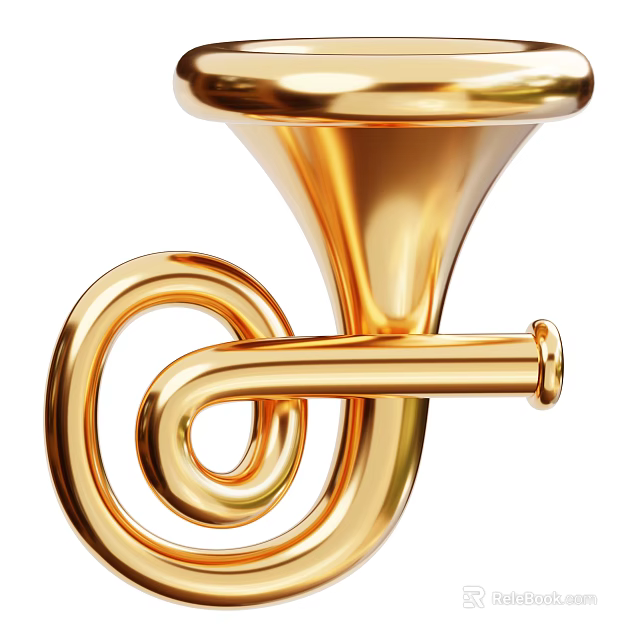 Golden Spiral Musical Instrument French Horn Shiny Surface Design For Music 3d model 
