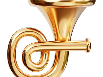 Golden Spiral Musical Instrument French Horn Shiny Surface Design For Music 3d model