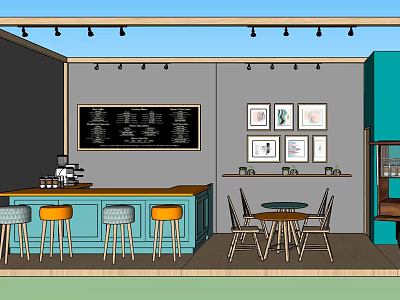 Modern Milk Tea Shop Cafe 3d model