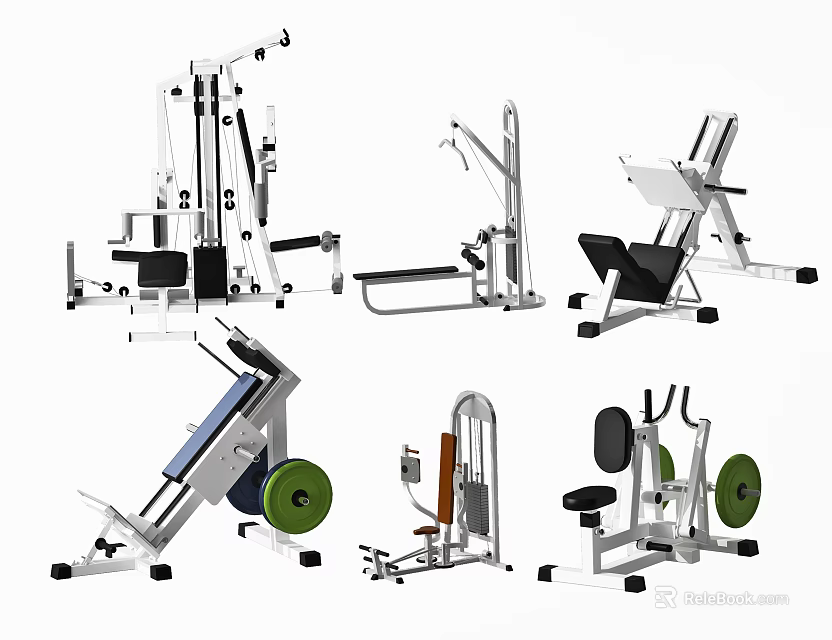 Professional Sports Equipment Featuring Multi Functional Trainers Weight Benches And Leg Press Machines 3d model 