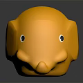Yellow Elephant Toy Character With Smooth Surface And Black Eye Shiny Design