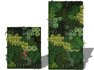 Lush Vertical Garden Design With Diverse Green Plants And Colorful Floral Foliage 3d model