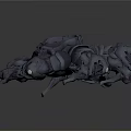 Dark Gray Organic Mechanical Structure With Circular Organs And Hair Like Appendages