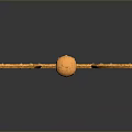Yellow Weapon Polearm With Double Pronged Head And Blue Accent Long Handle