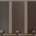 Three Different Wooden Wall Panels With Natural Wood Grain And Decorative Spheres