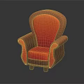 Orange And Brown Upholstered Armchair With Curved Backrest And Armrests Modern Furniture Design