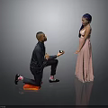 Man Kneeling To Propose With Ring To Woman In Pink Dress