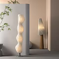 Modern Floor Lamp With Wave Pattern Wooden Base And Soft Lighting For Indoor Decoration