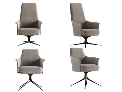 Modern Gray Fabric Office Chair With Swivel Metal Base And Armrests 3d model