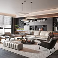 Modern Sofa Coffee Table Combination Modern Living Room Sofa Coffee Table Combination Treadmill Floor Lamp 3d model