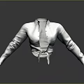 Stylish White Collared Long Sleeve Cropped Shirt With Tie Front Design