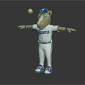 Cartoon Horse Mascot In White Rangers Uniform With Blue Cap Juggling Ball And Outstretched Arms
