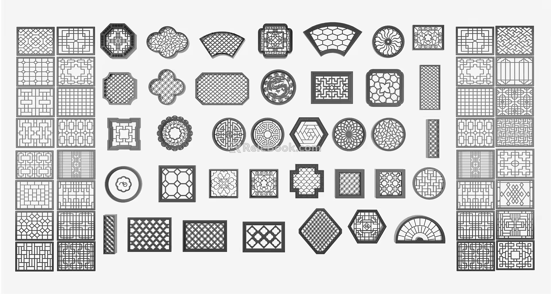 New Chinese-style openwork window grilles 3d model