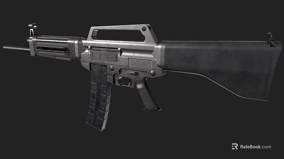 Modern Tactical Rifle With Metal Construction Magazine And Stock Design 3d model 