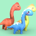 Cute Colorful Dinosaur Toy Figures In Blue Yellow Red On Light Green Background