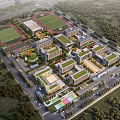 School Buildings With Multiple Teaching Blocks Green Roofs Sports Ground And Lush Green Areas